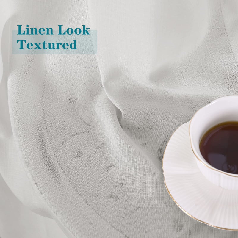 BGment Bress Bress Look Streains شبه شفاف لغرفة نوم Grommet ضوء تصفية الستائر خصوصية مزخرفة غير رسمية لغرفة المعيشة 2 لوحات (كل 52 × 45 بوصة رمادية فاتحة) - Image 2