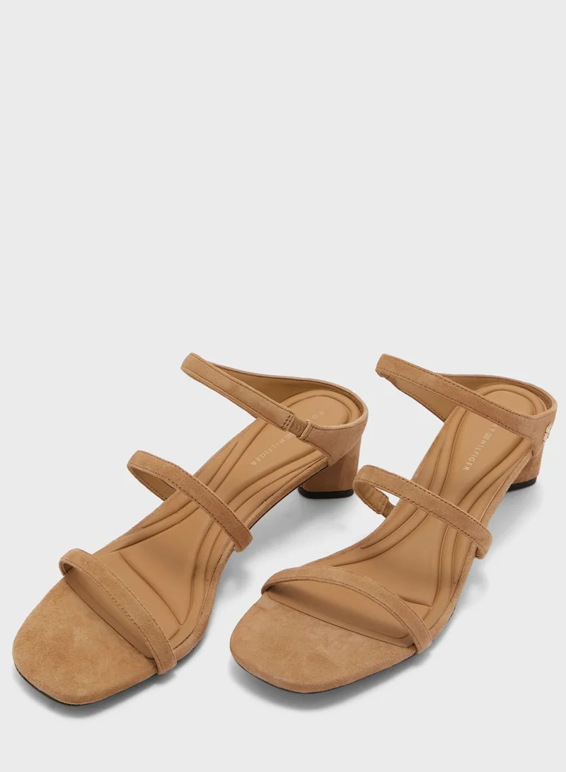 TOMMY HILFIGER Strap Suede Mid Heel Sandals