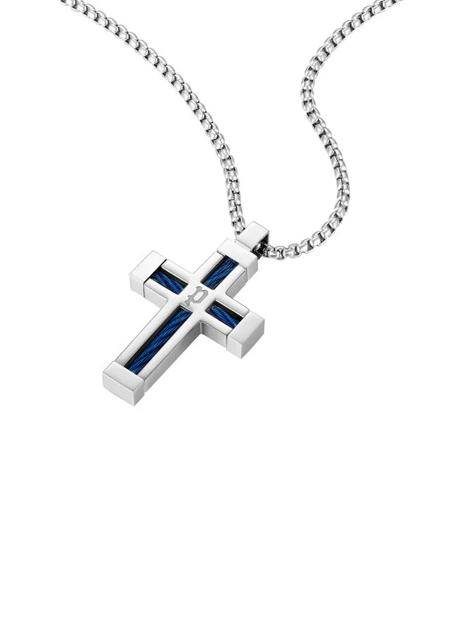 POLICE Necklace For Men Stainless Steel With Blue InlayPEAGN0005302