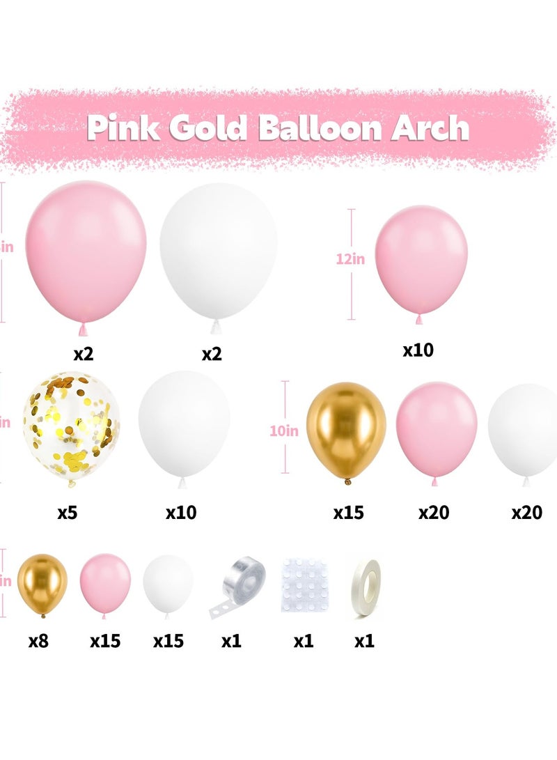 Pink and White Balloon Arch Kit, 121PCS Pink and Gold Balloon Garland Pastal Pink White Gold Confetti Balloons for Girls Birthday Baby Shower Wedding Bridal Shower Party Decorations - Image 2