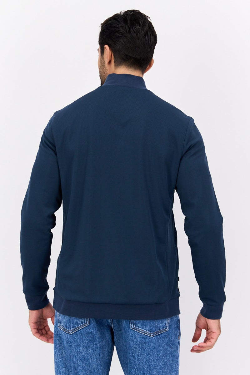 Lyle & Scott Men Mock Neck Long Sleeves Brand Logo Sweatshirt, Navy - Image 3