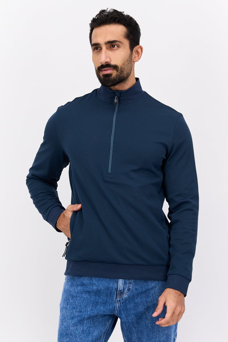 Lyle & Scott Men Mock Neck Long Sleeves Brand Logo Sweatshirt, Navy - Image 1