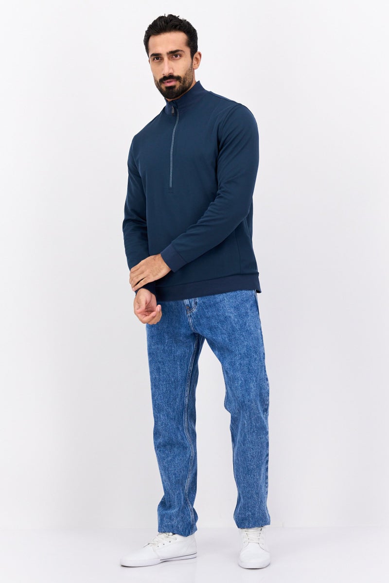 Lyle & Scott Men Mock Neck Long Sleeves Brand Logo Sweatshirt, Navy - Image 4