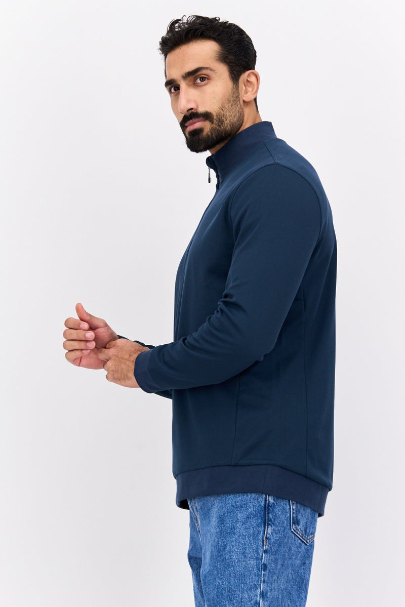 Lyle & Scott Men Mock Neck Long Sleeves Brand Logo Sweatshirt, Navy - Image 2