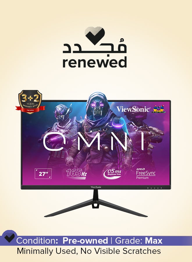ViewSonic Renewed - Omni 27 Inch Full HD Fast IPS Gaming Monitor With 0.5 ms 180Hz HDR10 AMD Free Sync Premium VESA Adaptive Sync 104% sRGB 2 Speaker Black black - Image 1
