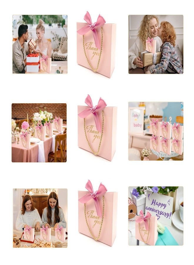 TKSBAG 20 Pack Small Pink Thank You Gift Bags With Handles-5.5''x 2.5''x4.7'' Mini Gift Bags Bulk for Baby Shower, Birthday, Wedding, Back to School, Summer Party - Image 5