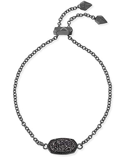 Kendra Scott Elaina Adjustable Chain Bracelet for Women, Fashion Jewelry, Gunmetal Plated, Black Drusy - Image 1