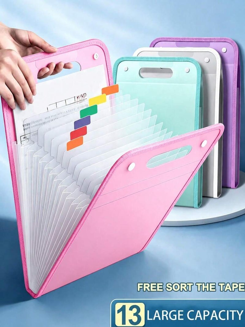 Shein 13-Pocket Expandable File Folder with Colorful Label Stickers, Portable Vertical Document Organizer, A4 Letter Size, for Home, School & Office - Image 3