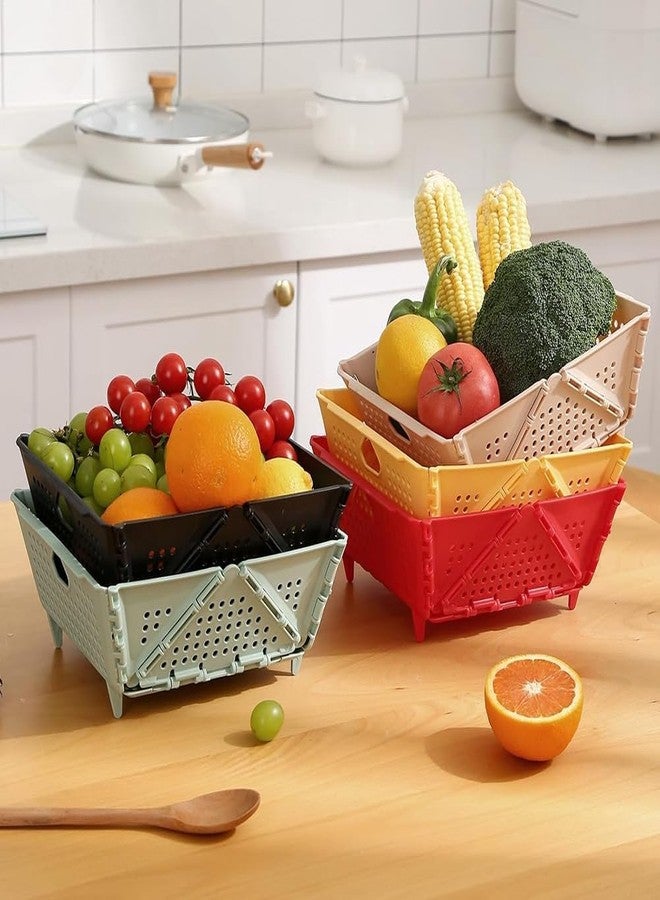 Sevia Foldable Vegetable Storage Basket Holder with Drainage,Versatile Plastic Collapsible Colander Drain Basket with Kitchen Food Strainer Food Strainer Space-Saving BPA Free Dishwasher Safe - Image 2