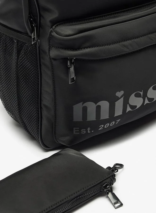 Missy BLACK Logo Print 2-Piece School Backpack Set For Kids With Pencil Pouch - 30X12X40 Cm for Women | Best Price UAE
