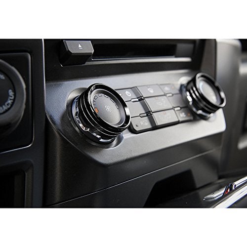 Keptrim for F150 Air Conditioner Switches AC VOL Knob Ring Button Trim for Ford F150 XLT 2015 2016 2017 2018 2019, Black Aluminum 4pcs (Not for 2021 2022) - Image 2