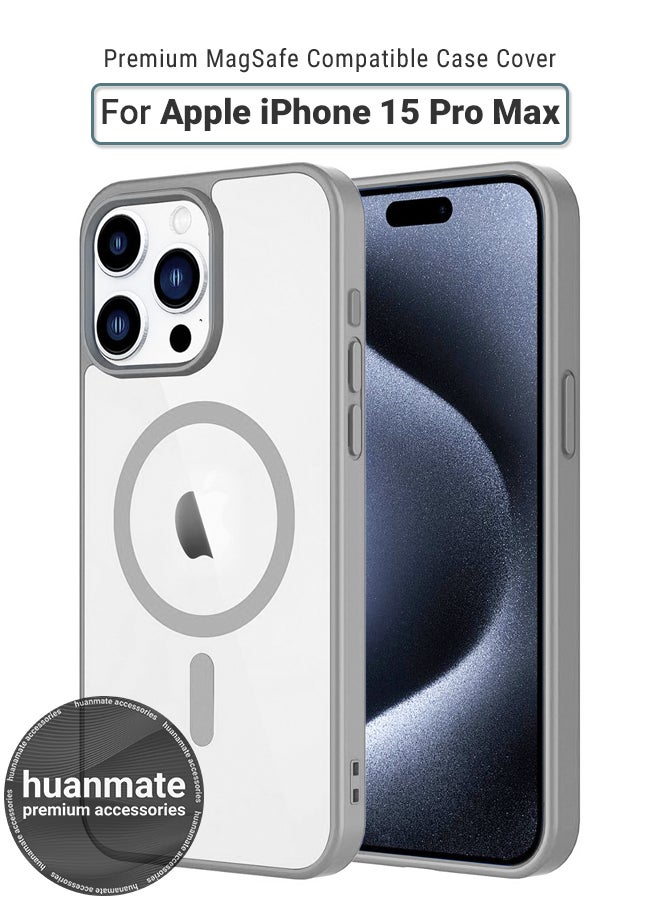 huanmate - Apple iPhone 15 Pro Max MagSafe Case Titanium- High Quality Strong Magnet, Wireless Charging Compatible, Shockproof Protection, Ultra Slim Anti-Scratch Magnetic Cover for Apple iPhone 15 Pro Max - Image 1