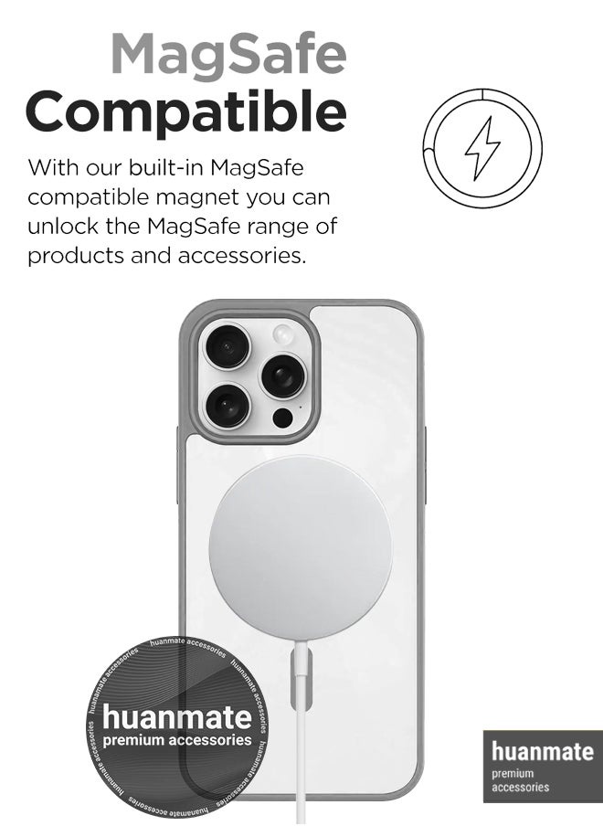 huanmate - Apple iPhone 15 Pro Max MagSafe Case Titanium- High Quality Strong Magnet, Wireless Charging Compatible, Shockproof Protection, Ultra Slim Anti-Scratch Magnetic Cover for Apple iPhone 15 Pro Max - Image 1