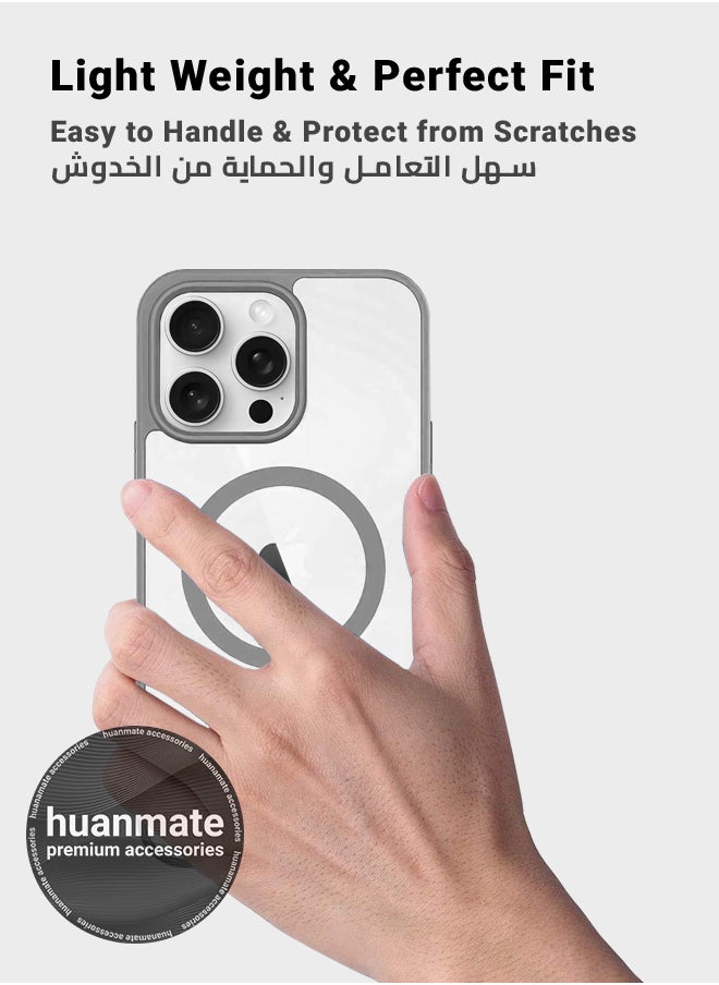 huanmate - Apple iPhone 15 Pro Max MagSafe Case Titanium- High Quality Strong Magnet, Wireless Charging Compatible, Shockproof Protection, Ultra Slim Anti-Scratch Magnetic Cover for Apple iPhone 15 Pro Max - Image 1