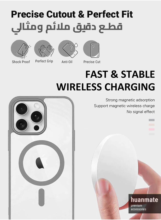 huanmate - Apple iPhone 15 Pro Max MagSafe Case Titanium- High Quality Strong Magnet, Wireless Charging Compatible, Shockproof Protection, Ultra Slim Anti-Scratch Magnetic Cover for Apple iPhone 15 Pro Max - Image 1