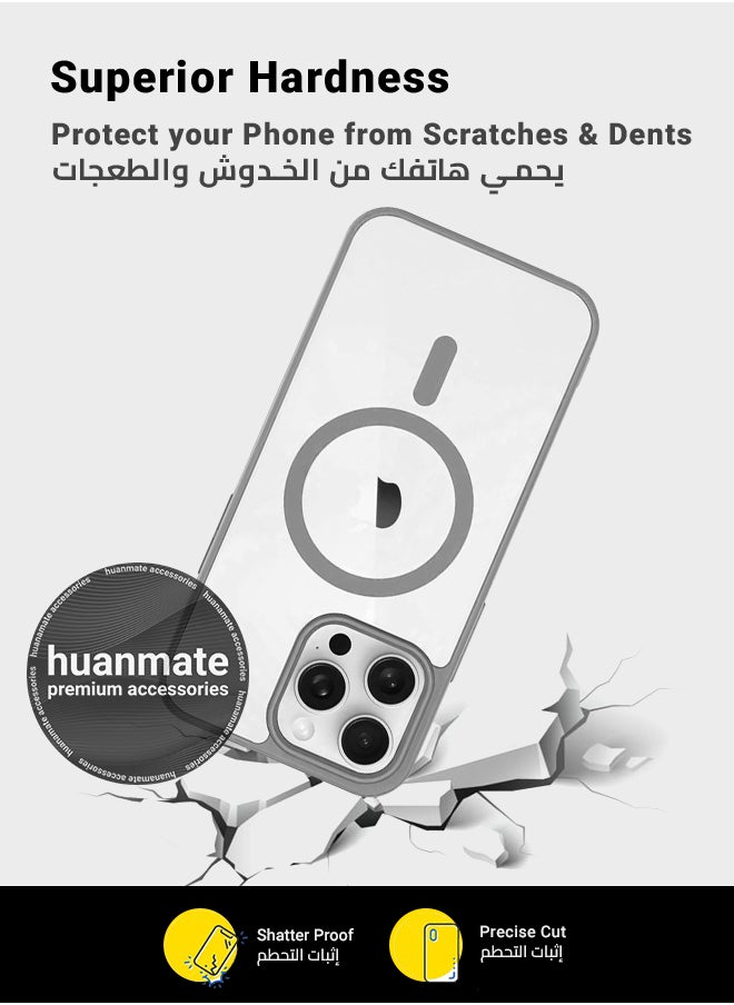huanmate - Apple iPhone 15 Pro Max MagSafe Case Titanium- High Quality Strong Magnet, Wireless Charging Compatible, Shockproof Protection, Ultra Slim Anti-Scratch Magnetic Cover for Apple iPhone 15 Pro Max - Image 1