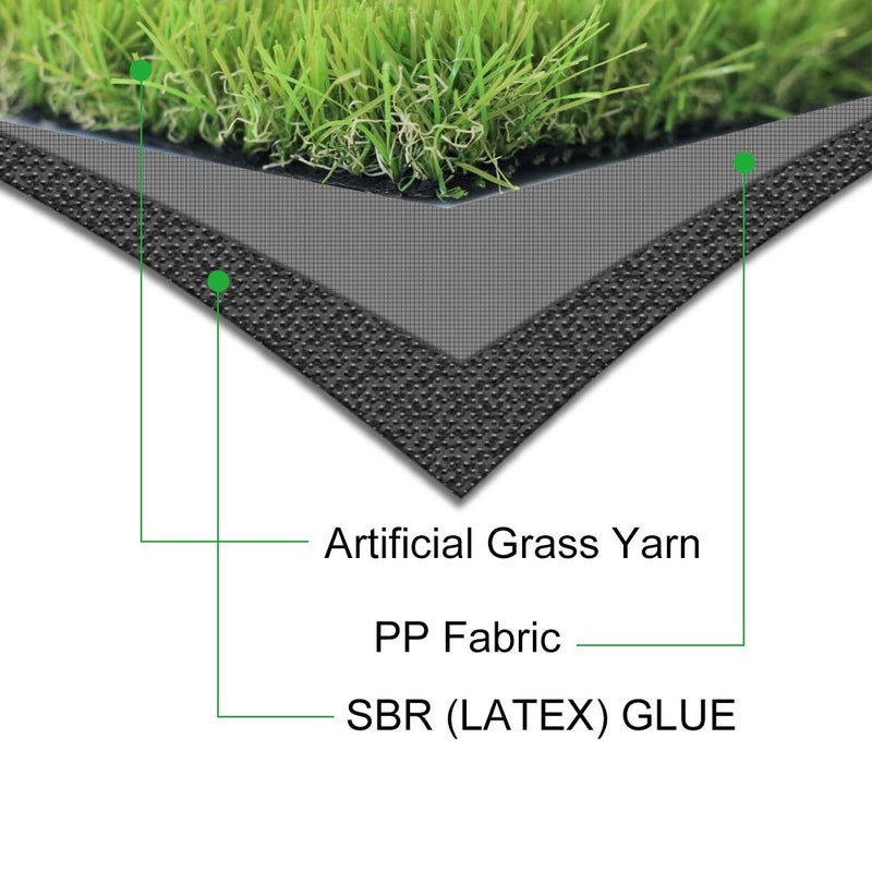 WarmShe WS Artificial Grass Turf 5FTX8FT,1,38inch 4 Tone Realistic Synthetic Thick Fake Faux Grass Rug Astroturf Carpet Landscape for Dogs Indoor Outdoor Garden Lawn Mat, with Drainage Holes - Image 3