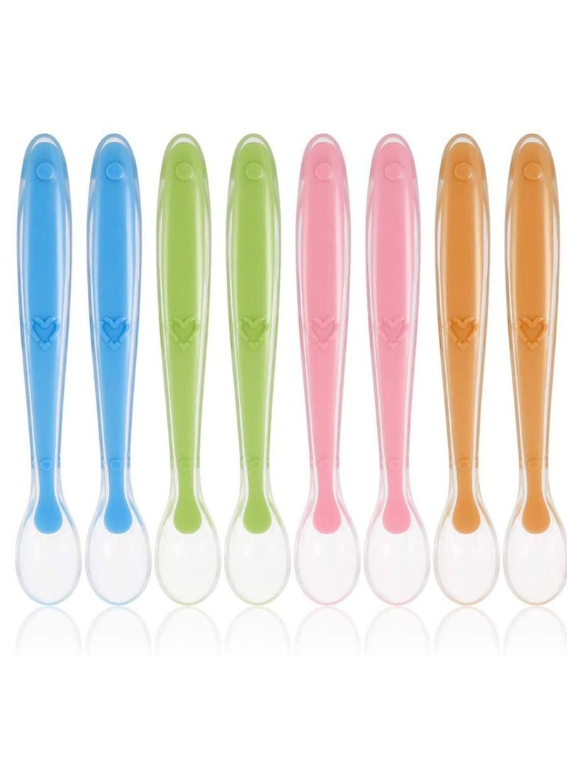 SYOSI Baby Spoons Silicone Infant Safety Feeding Weaning Soft BPA Free for Kids 8 Pack - Image 5