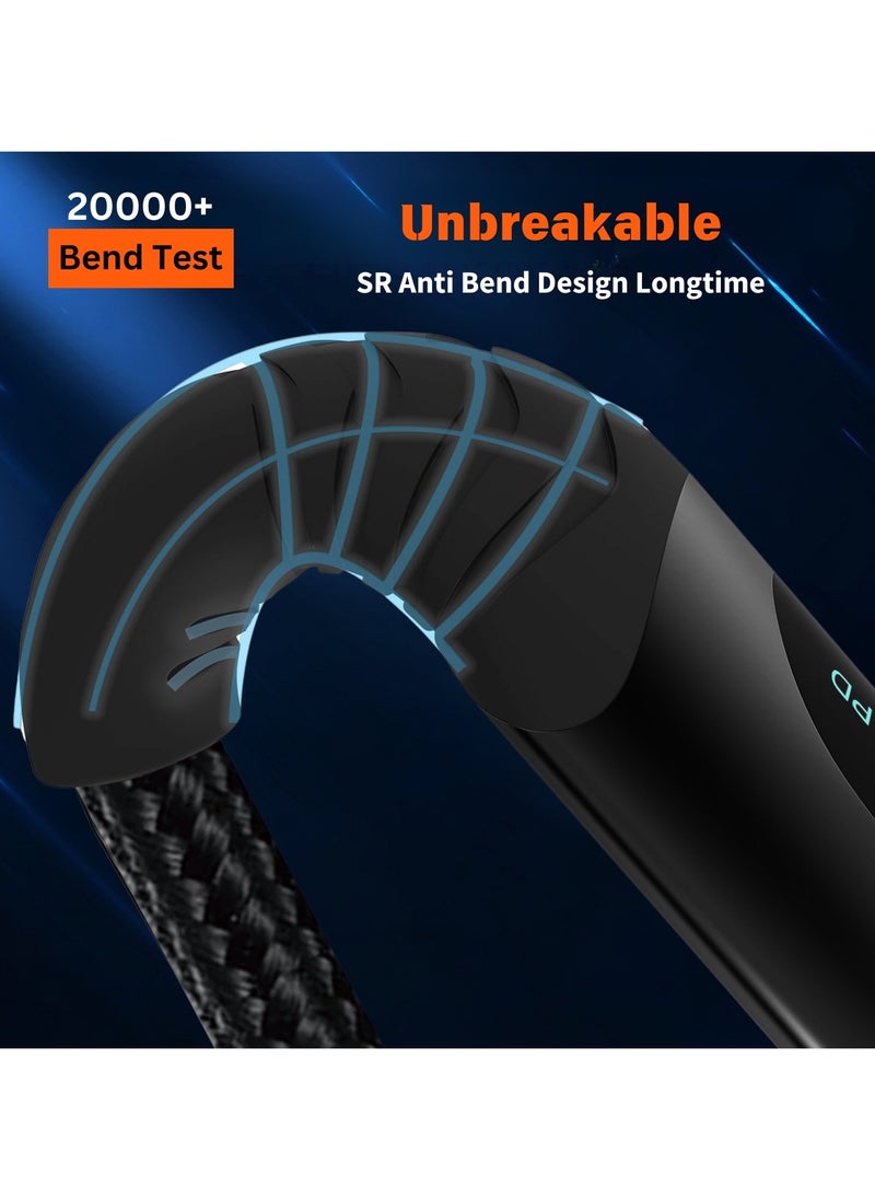 THRICEX - 20W USB C to Lightning Charging Cable, 1.2M, Nylon Braided, LED Display, Compatible with iPhone 14/13/12/11 Pro Max, XR/XS/8 - Image 1