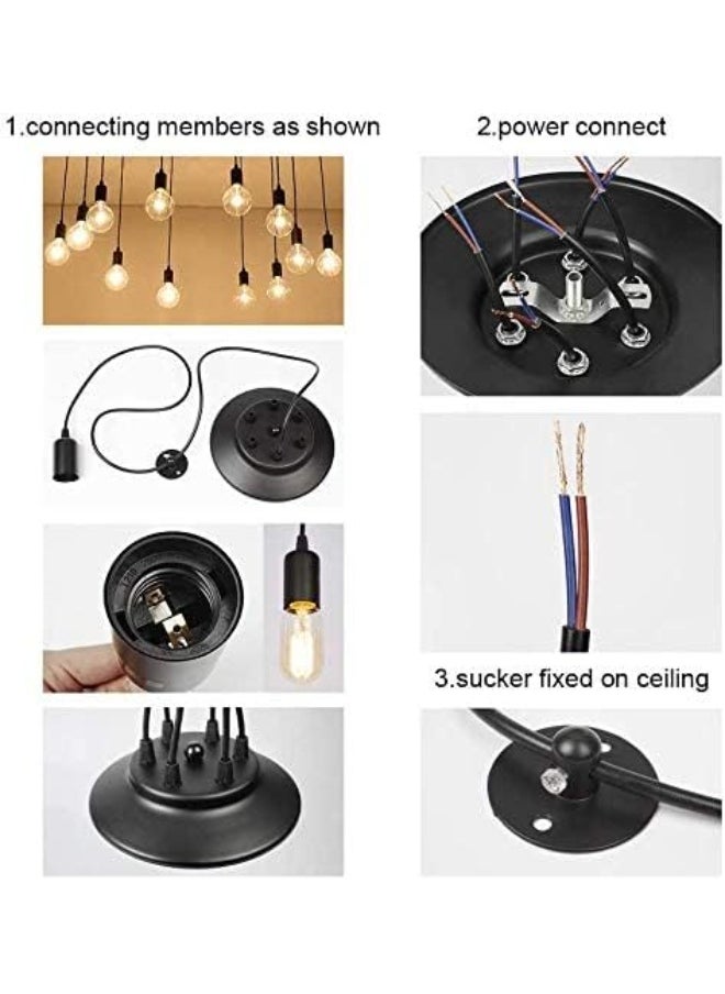 SUN SHINE Vintage Black Chandeliers Industrial Multiple Adjustable DIY Ceiling Spider Pendant Lighting  - Image 2