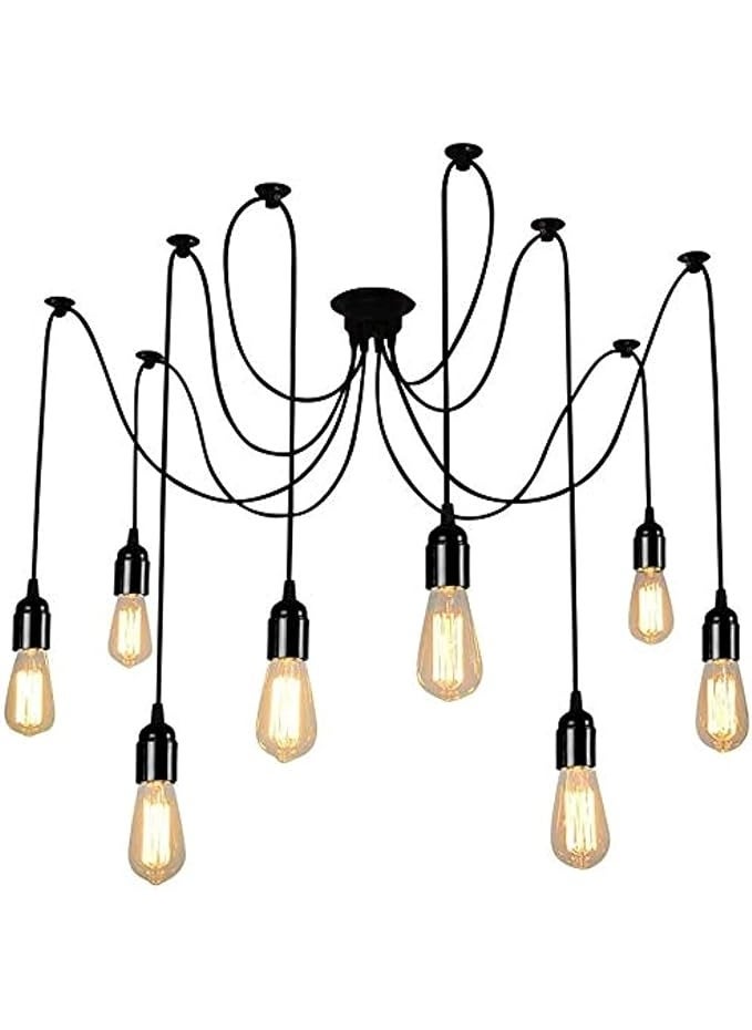 SUN SHINE Vintage Black Chandeliers Industrial Multiple Adjustable DIY Ceiling Spider Pendant Lighting  - Image 1