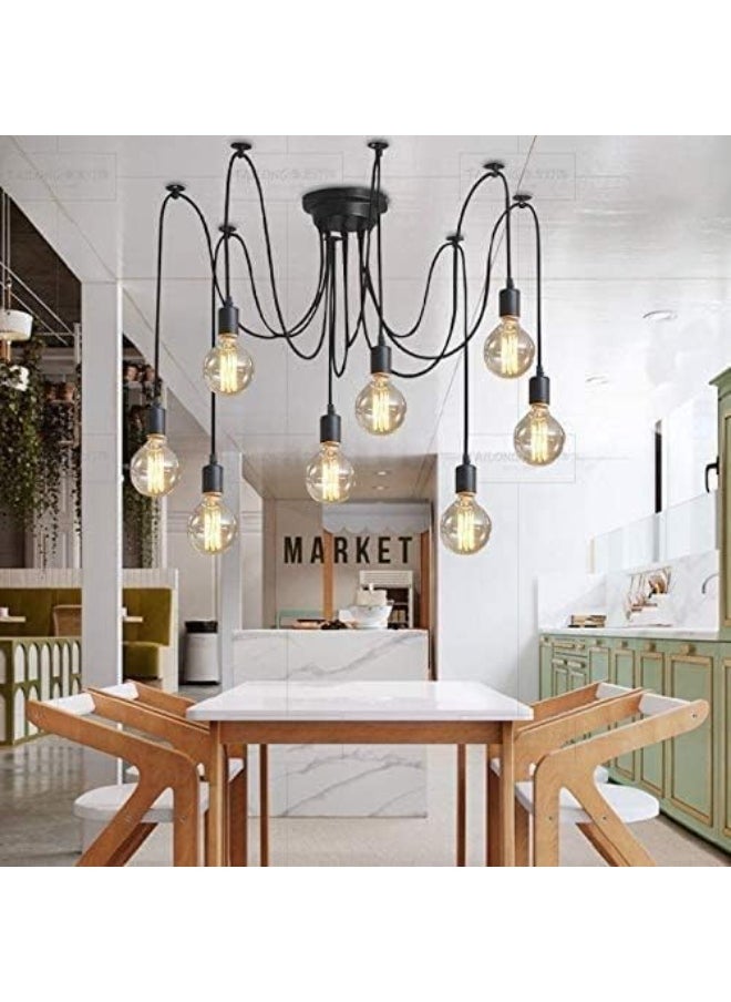 SUN SHINE Vintage Black Chandeliers Industrial Multiple Adjustable DIY Ceiling Spider Pendant Lighting  - Image 4