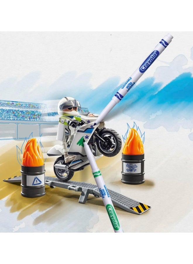 بلاي موبيل بلايموبيل PM-Color دراجة نارية – مجموعة لعب مع شخصية، نموذج دراجة نارية، إكسسوارات سباق، وعناصر إبداعية للعب خيالي | موديل 71377 | لعبة إبداعية للأطفال من عمر 4 سنوات فأكثر - Image 3