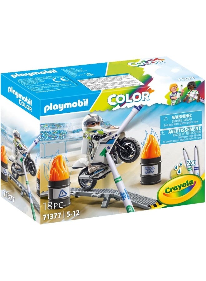 بلاي موبيل بلايموبيل PM-Color دراجة نارية – مجموعة لعب مع شخصية، نموذج دراجة نارية، إكسسوارات سباق، وعناصر إبداعية للعب خيالي | موديل 71377 | لعبة إبداعية للأطفال من عمر 4 سنوات فأكثر - Image 2