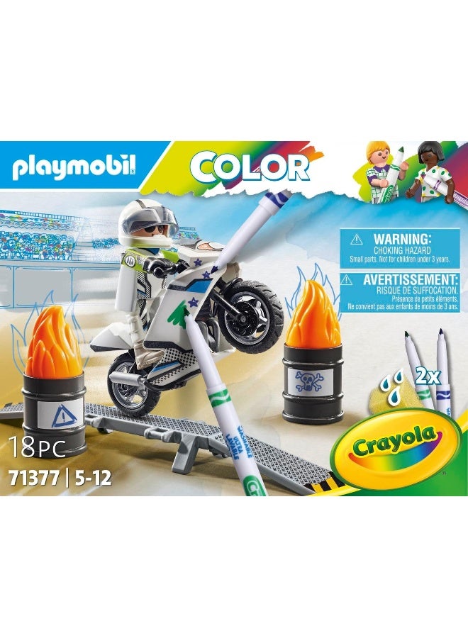 بلاي موبيل بلايموبيل PM-Color دراجة نارية – مجموعة لعب مع شخصية، نموذج دراجة نارية، إكسسوارات سباق، وعناصر إبداعية للعب خيالي | موديل 71377 | لعبة إبداعية للأطفال من عمر 4 سنوات فأكثر - Image 4