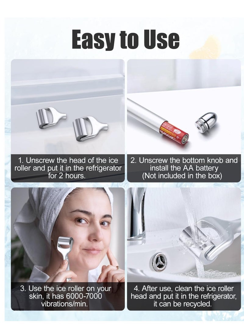 Electric Ice Roller for Face and Eye, Facial Massage Tool for Puffiness Relief, Ice Roller for Fine Lines and Wrinkles, Beauty Device for Refreshing Skin - Image 4