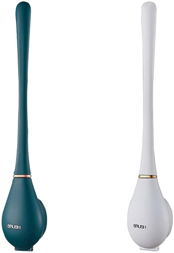 BAJUD-Silicone Water Drop New Toilet Brush Wall Mounting Holder Stand, Western, Indian Toilet Cleaning Brush for Toilet Bathroom(Multicolor) (Set of 2) - Image 1