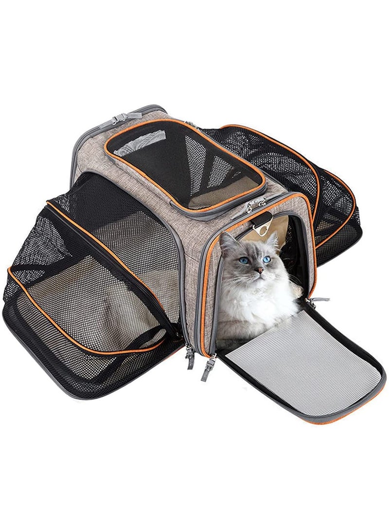 MONOGUE Pet Carrier bag Large Soft Sided Pet Travel TSA Carrier 2 Sides Expandable Cat Collapsible Carrier with Removable Fleece Pad - Image 1