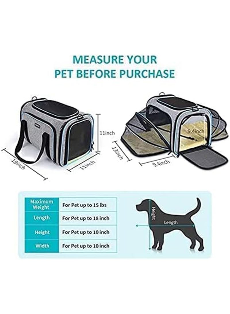 MONOGUE Pet Carrier bag Large Soft Sided Pet Travel TSA Carrier 2 Sides Expandable Cat Collapsible Carrier with Removable Fleece Pad - Image 2