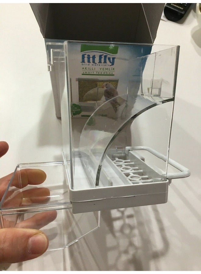 Bird Automatic Feeder No Mess Feeding Station Acrylic Transparent Suitable for Parakeet, Canary Cage, Aviary - Image 3