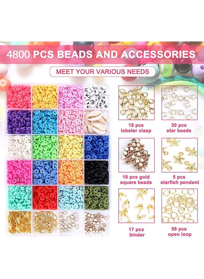 Arabest 4800-Piece Premium Polymer Clay Beads Kit - DIY Jewelry Making Set for Bracelets, Necklaces & Earrings, Includes 19 Colors & Accessories, Perfect for Kids Crafts  - Image 2
