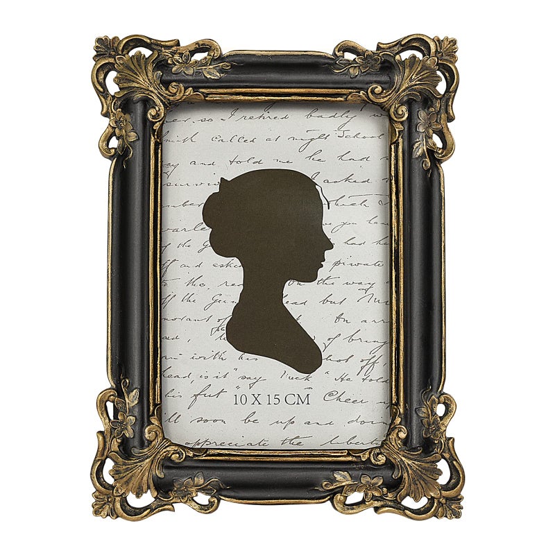 Sunlit Vintage Picture Frame 4x6 Inch Luxury Antique Photo Frames with Glass Front Photo Display Tabletop Wall Hanging Gift Ideas Black and Gold