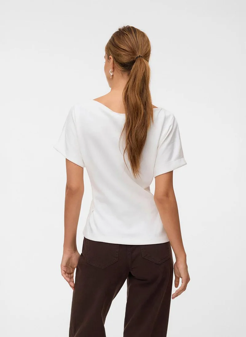 Vero Moda  Women's VMMILLE Short Sleeve Detail Jersey Top for Women | Best Price UAE