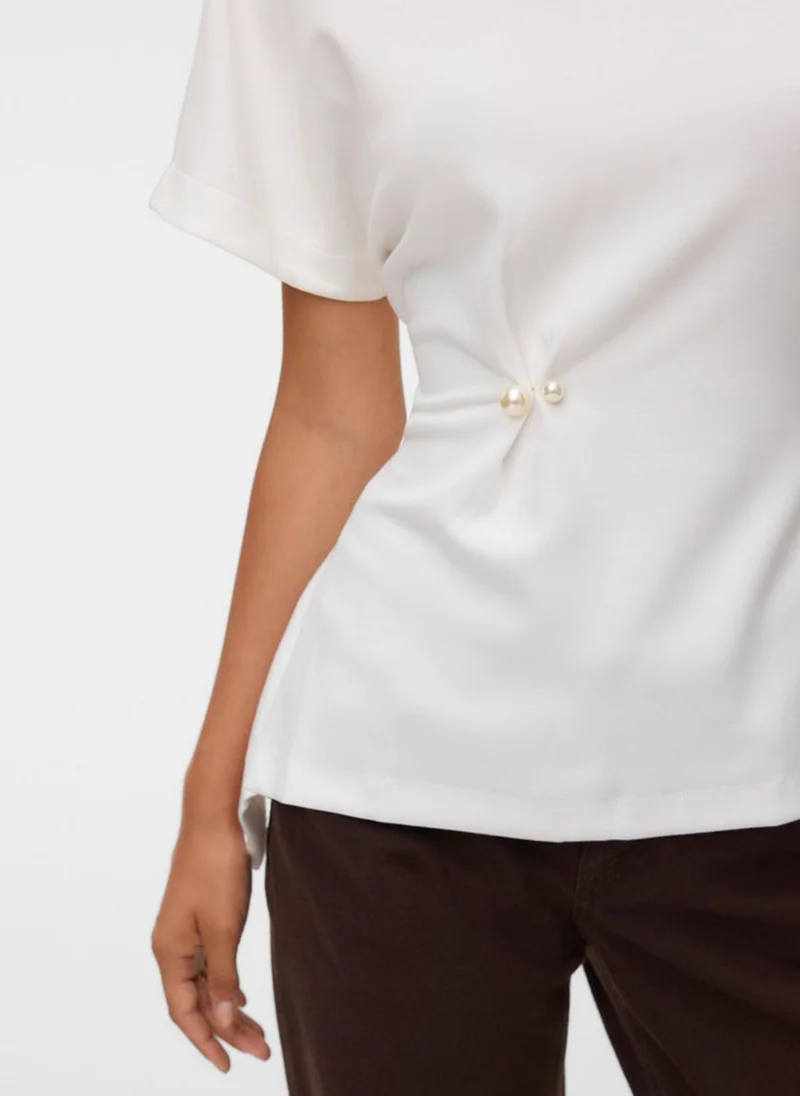 Vero Moda  Women's VMMILLE Short Sleeve Detail Jersey Top for Women | Best Price UAE