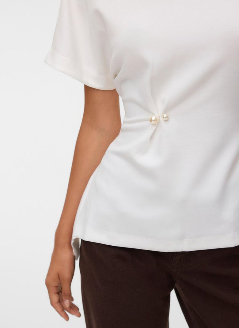 VERO MODA Women's VMMILLE Short Sleeve Detail Jersey Top - Image 4