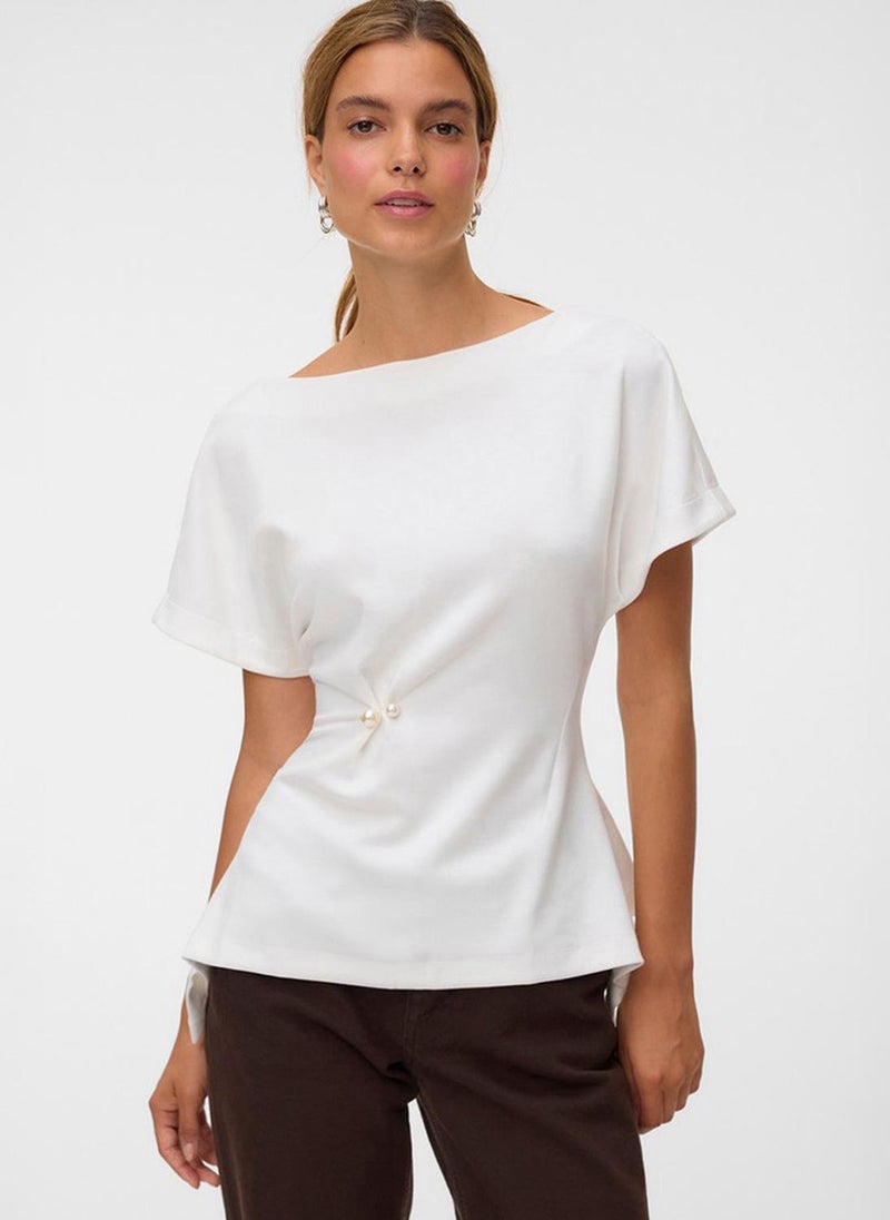 VERO MODA Women's VMMILLE Short Sleeve Detail Jersey Top - Image 1