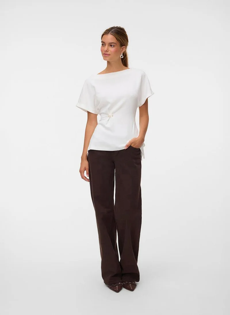 Vero Moda  Women's VMMILLE Short Sleeve Detail Jersey Top for Women | Best Price UAE