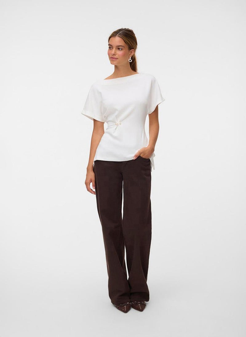 VERO MODA Women's VMMILLE Short Sleeve Detail Jersey Top - Image 2
