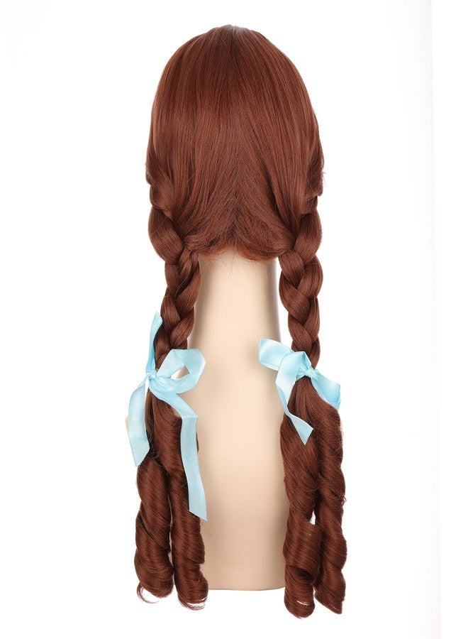 Onedor HairWiz 20 Inch Chocolate Brown Brunette Long Curly Wavy Hair Full Head Halloween Cosplay Kids Wig. Wig Cap Incl. (With Braid) - Image 4