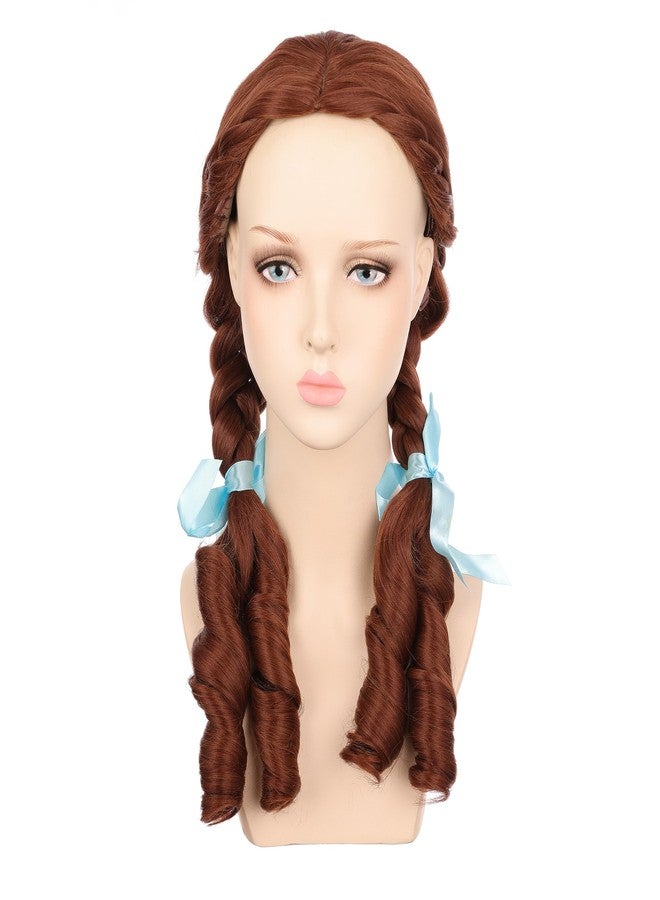 Onedor HairWiz 20 Inch Chocolate Brown Brunette Long Curly Wavy Hair Full Head Halloween Cosplay Kids Wig. Wig Cap Incl. (With Braid) - Image 1