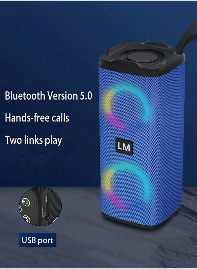 Reelyo Portable Bluetooth Speaker Portable Wireless Speaker aterproof Outdoor Speakers with Light 4 Ω 5W+5W Loud Stereo Sound Outdoor Speaker  with Bluetooth 5.0 Deep Bass RGB Lights 3-4 H Playtime for Home Party and Woman to Beach,Pool Bike, Shower (Blue)  - Image 1