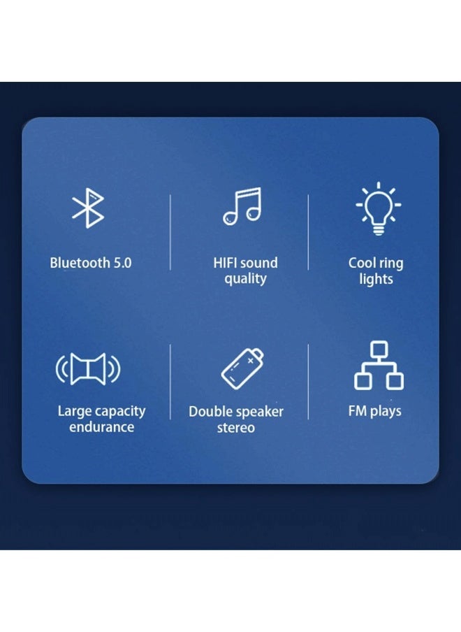 Reelyo Portable Bluetooth Speaker Portable Wireless Speaker aterproof Outdoor Speakers with Light 4 Ω 5W+5W Loud Stereo Sound Outdoor Speaker  with Bluetooth 5.0 Deep Bass RGB Lights 3-4 H Playtime for Home Party and Woman to Beach,Pool Bike, Shower (Blue)  - Image 2