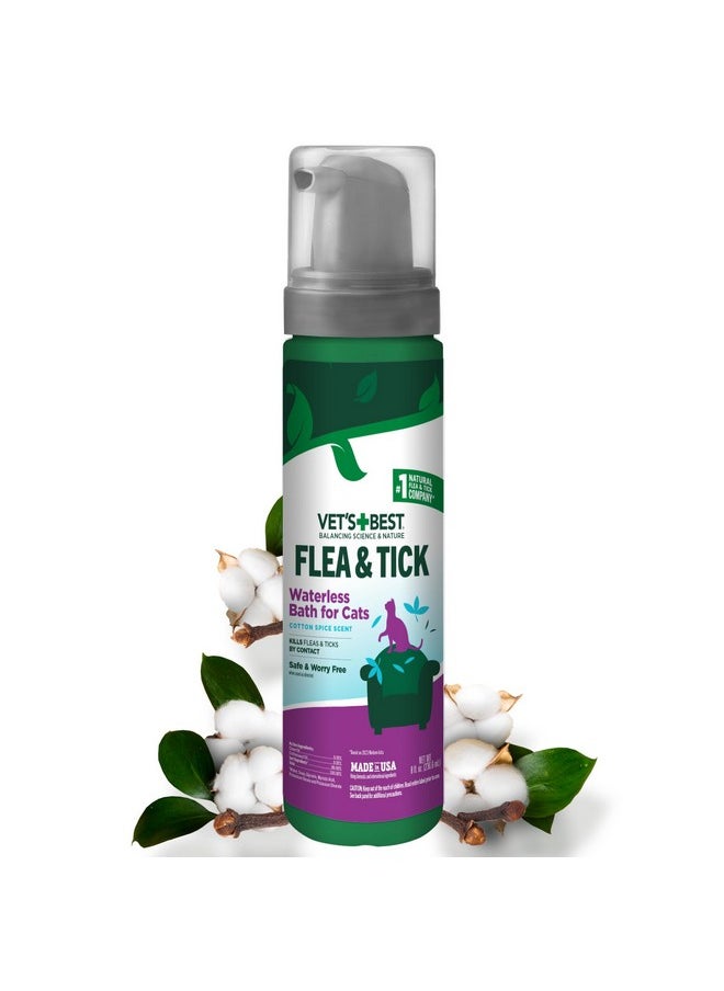 Vet's Best Vet’s Best Flea & Tick Waterless Bath for Cats - Cat Waterless Bath - Kills Fleas & Tick - Natural Flea and Tick Prevention - Kills Fleas on Contact - 8oz  - Image 1