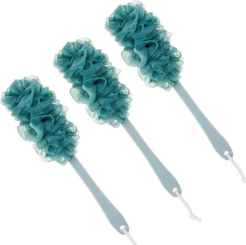 Arswin Back Scrubber for Shower,Loofah Long Handle Bath Body Brush,Soft Nylon Mesh Sponge for Shower,Loofah On a Stick for Men Women,Exfoliating Scrub Cleaning Luffa for Elderly(3-Pack,Blue) - Image 1
