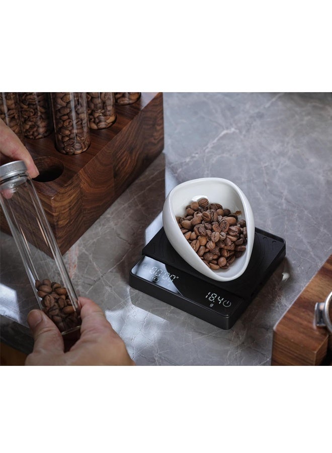 HOMESTAR 3 Pieces Set Coffee Dosing Cup Measuring Tray Kit，Spoon Rest With Spoon and Coffee Bean Spray，Ceramic Teaspoon Holder Coffee Stirrers Rest for Bar Kitchen Accessories Present - Image 5