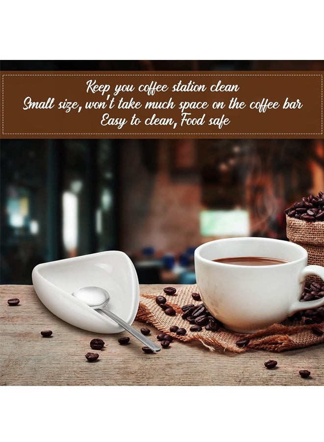 HOMESTAR 3 Pieces Set Coffee Dosing Cup Measuring Tray Kit，Spoon Rest With Spoon and Coffee Bean Spray，Ceramic Teaspoon Holder Coffee Stirrers Rest for Bar Kitchen Accessories Present - Image 4